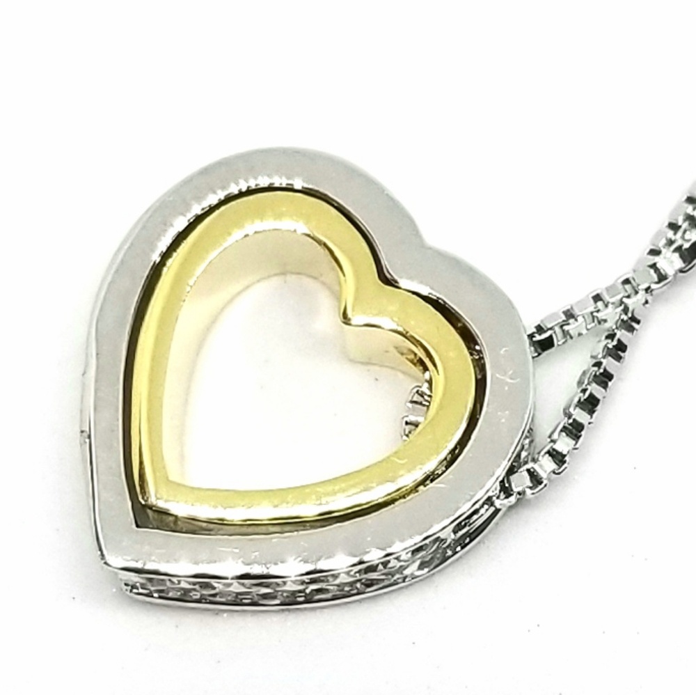Double Love Heart Shape Pendant Crystal Necklace